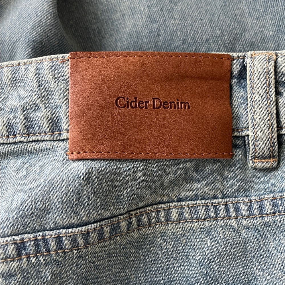 CIDER Denim Low Rise Solid Bowknot Pocket Wide Leg New Oversized Jeans Size M - Picture 9 of 12